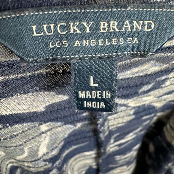 Lucky Brand blue abstract floral faux wrap top size large - Picture 9 of 12